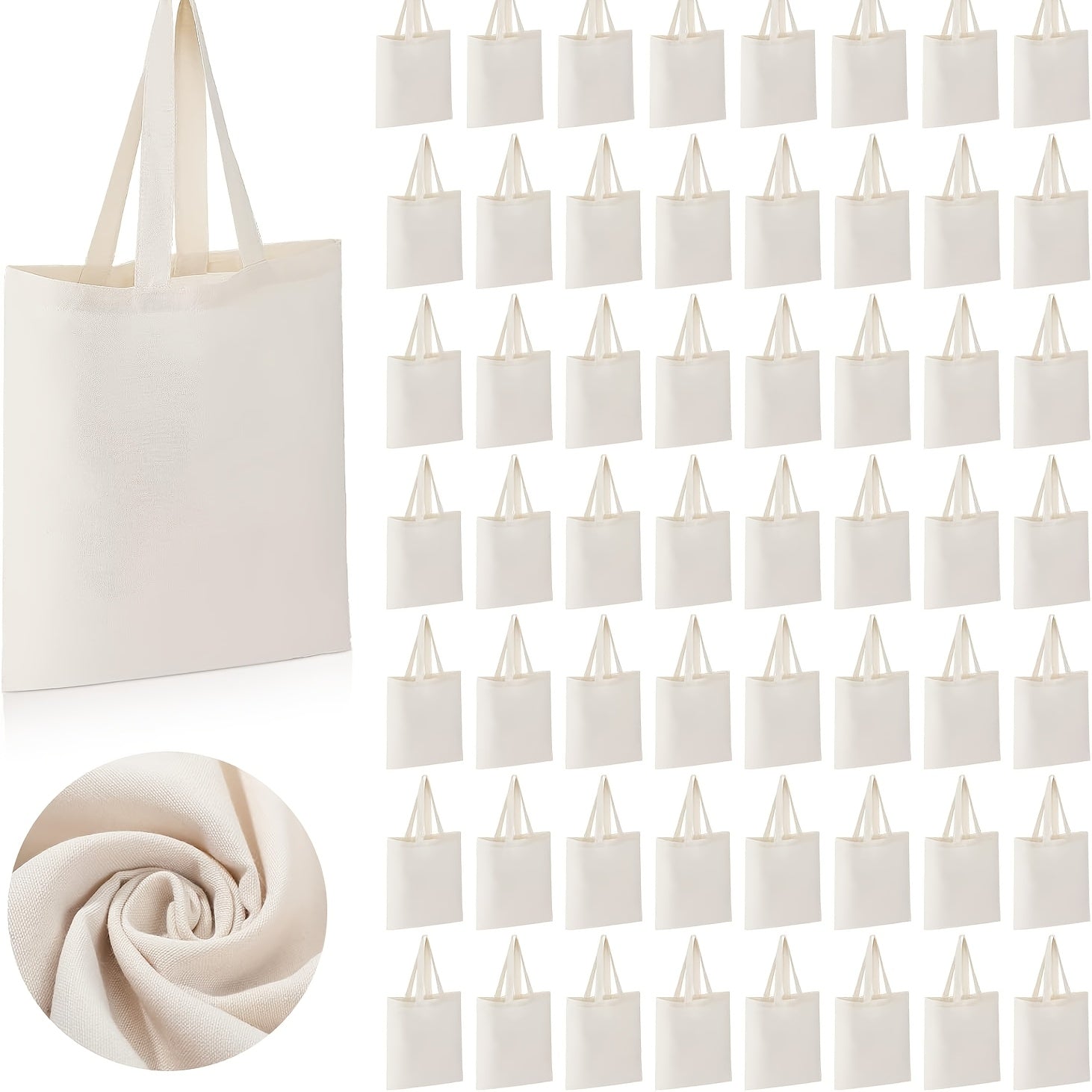 60pcs Canvas Tote Bags Bulk Reusable Grocery Cloth Bags With Handles For DIY Craft Gift